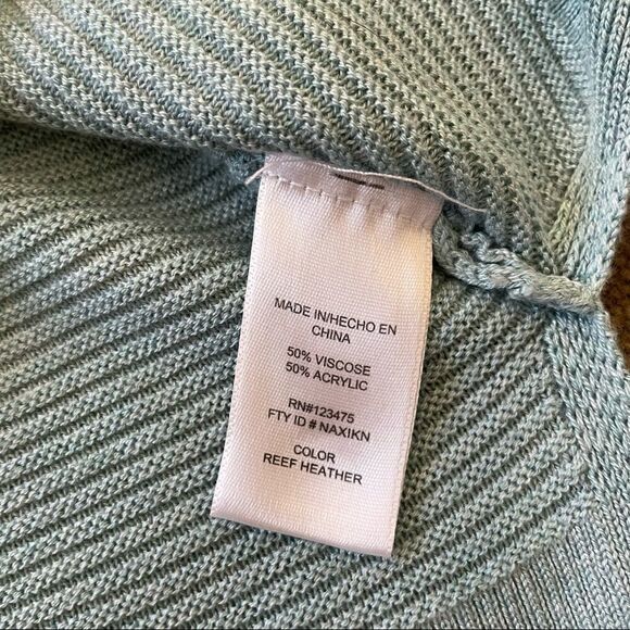 Adrienne Vittadini Turquoise Knit Cowl Neck Sweater Size M - Picture 9 of 14